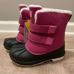 New Cat and Jack waterproof winter snow boot pink girls youth 12 duck NWT velcro